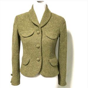 Alfani Green Tweed Vintage Blazer Jacket w Buttons